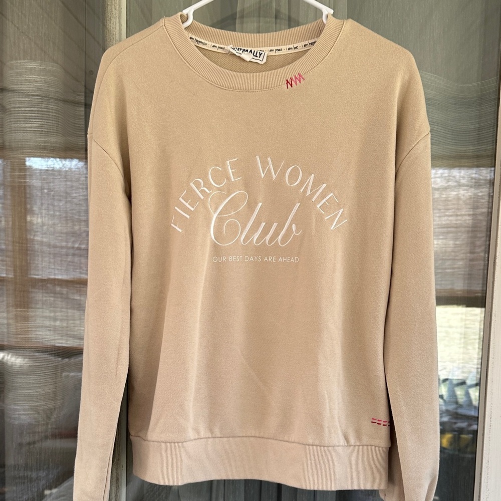 Ali + Mally Fierce Women Club Beige Sweatshirt